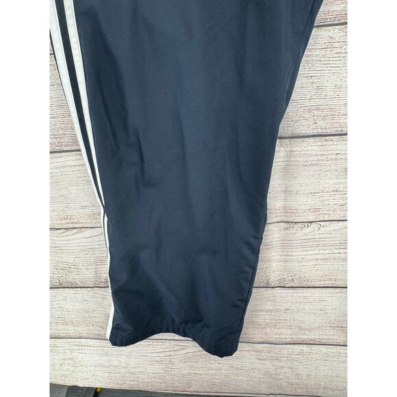 Adidas Mesh Lined Track Pants Mens XXL Dark Navy Blue 3 White Stripe Zip Ankle - Picture 3 of 14